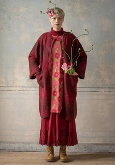 “Eckerö” long cardigan in space-dyed wool - cranberry