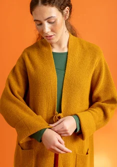 Long cardigan in wool - mustard