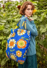 “Sunflower” organic cotton/linen bag - cornflower blue