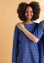 Essential striped top in organic cotton - blue mussel/brilliant blue