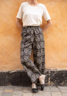 “Roza” woven pants in organic cotton - black umber