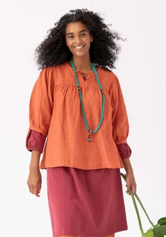 Vevd bluse «Vera» i lin - terracotta