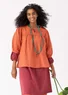 “Vera” woven blouse in linen (terracotta XS)