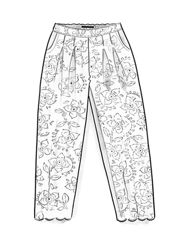 Vevd bukse «Kinari» i økologisk bomull - seladongrønn