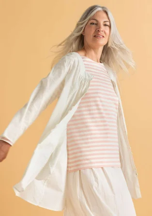 Organic cotton striped essential top - pink marble/ecru