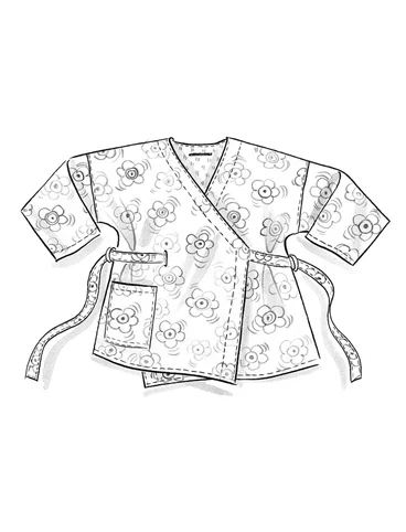 Blusenjacke „Lindblom“ aus Öko-Baumwolle/Leinen - schwarz-gemustert