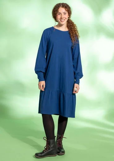 Jersey dress in organic cotton/linen - indigo blue