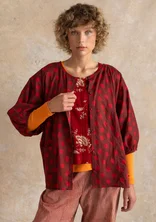 “Tindra” woven organic cotton blouse - dark agate red/patterned