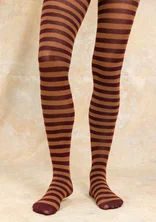 Striped tights in organic cotton - aubergine/cinnamon