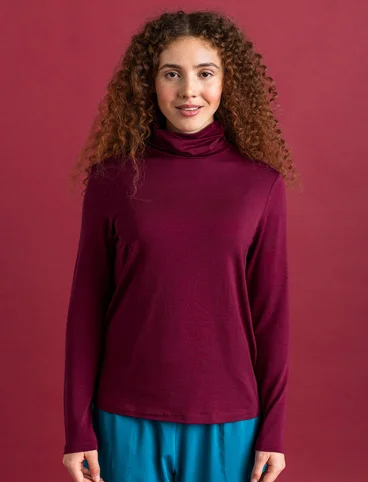 Lyocell/elastane jersey polo-neck top - pomegranate