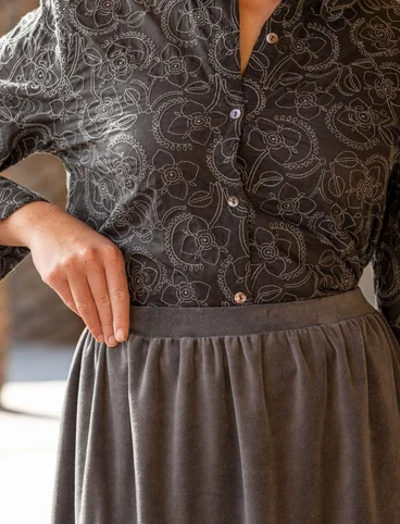 “Zari” velour skirt in organic cotton/recycled polyester - ash grey