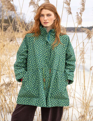 “Lucy” woven parka in organic cotton - bottle green/print