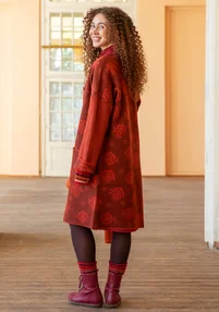 “Aria” reversible, knitted wool felt coat - red curry