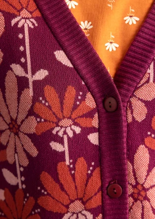 Langstrickjacke „Adele“ aus Bio-Baumwolle - aubergine