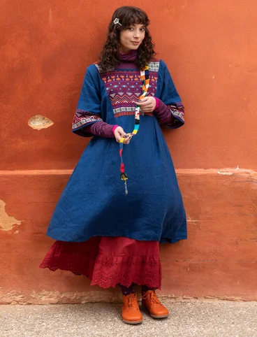 Robe "Frida" en lin tissé - bleu porcelaine