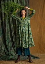 “Sanvi” patterned organic cotton jersey dress - dark green