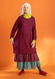 Knit tunic in wool/organic cotton - burgundy