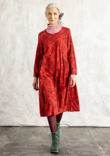 “Judit” jersey dress in organic cotton/modal - parrot red/patterned