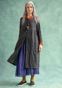 “Helga” woven dress in organic cotton - dark ash grey