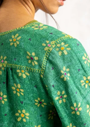 Blouse tissée "Ester" en lin - malachite/motif