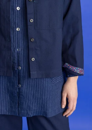 Twill overhemdblouse van geweven biologisch katoen - donkerindigo