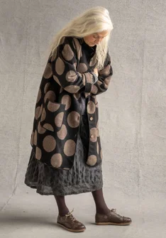 “Stone” coat in a woven wool blend  - black