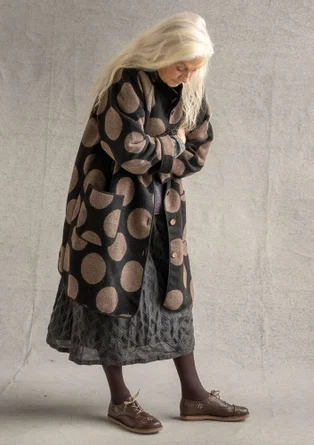 “Stone” woven coat in a wool blend  - black