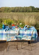 “Trellis” organic cotton tablecloth - sea blue