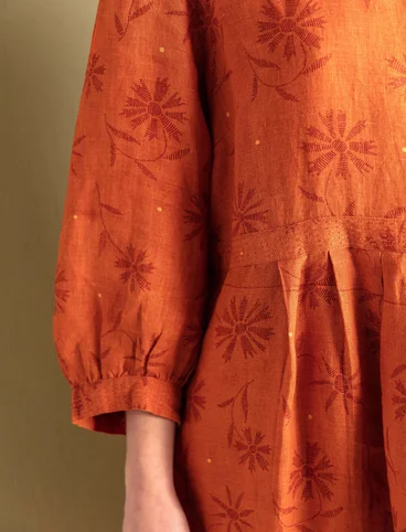Robe "Leia" en lin tissé - henné/motif