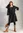 Geweven jurk "Greta" van geruit biologisch katoen/linnen - zwart
