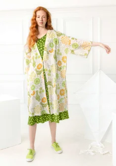 Kimono "Paraquite" en coton biologique - cytise