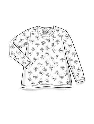 “Stella” organic cotton/elastane jersey top - dark natural/patterned