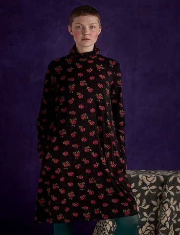 Tricot jurk "Öland" van lyocell/elastaan - zwart/dessin