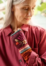 “Louise” fingerless gloves in a wool blend - aubergine