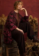 Long gilet fleuri "Lusern" en coton biologique avec broderies à la main - cerise