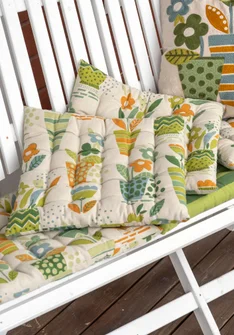 “Flower Pots” seat cushion in organic cotton - leaf green