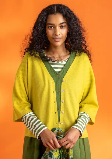 Cardigan in organic wool - lime green