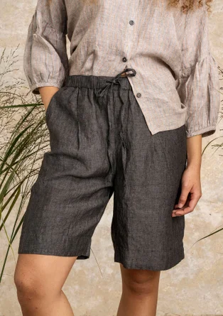 Woven linen shorts - black