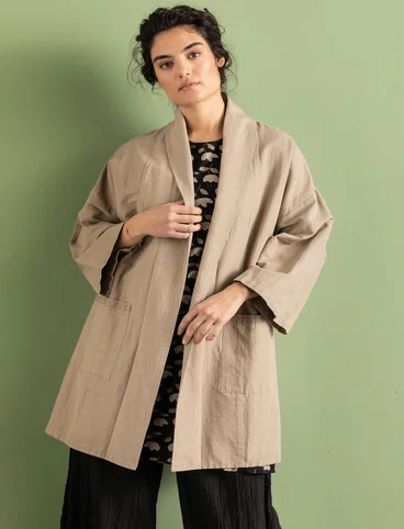 Kimonojacke aus Öko-Baumwolle/Leinen - dunkelnatur