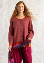 Cardigan in felted organic wool - dusty red/melange