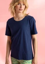 “Eleonora” jersey top in organic cotton/spandex - blue mussel