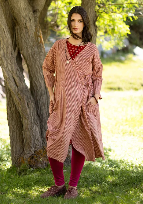 “Rose Hip” woven dress in organic cotton - henna