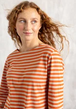 Essential striped top in organic cotton - rosehip/dark natural