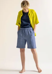 “Seraj” woven linen shorts - light bluebell