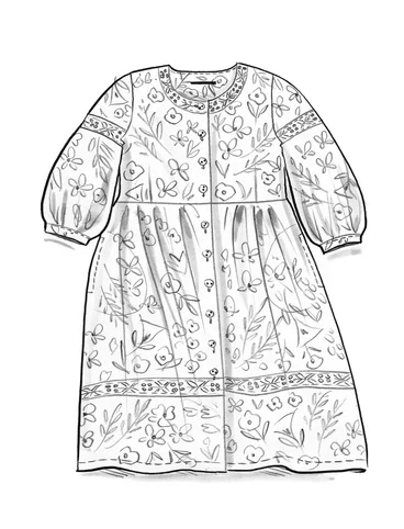 Vevd kjole «Margit» i lin/modal - vanilje/mønstret