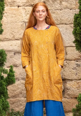 Woven “Blomen” dress in organic cotton - mustard