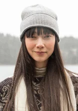 Beanie made of lambswool/organic and recycled cotton - graphite/dark natural