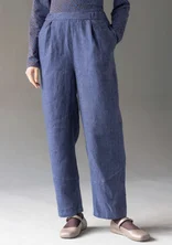 Garment-washed woven linen trousers - ink blue