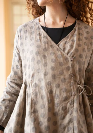 Blouse croisée "Piccolo" en lin - taupe