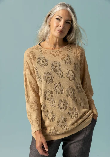 Pointelle sweater in linen/recycled linen - oatmeal